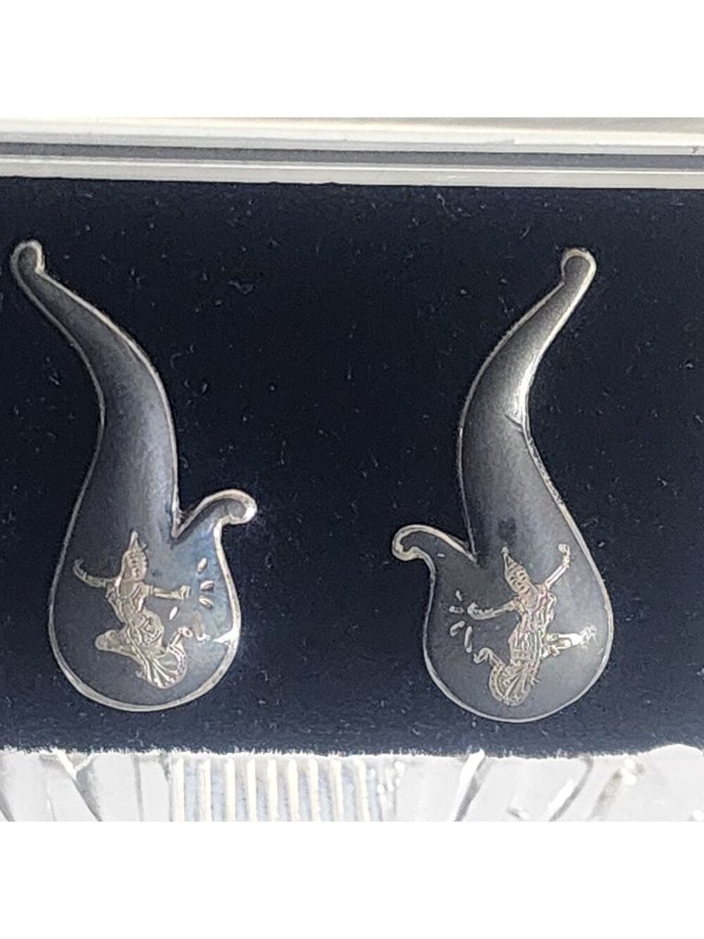 Vintage Sterling Silver Siam Genie/Spirit/Mythical Figure Earrings Unique clipon